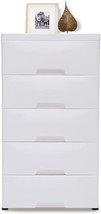 Woqlibe White Plastic Storage Dressers,With 5 Drawers,File Vertical, White - £89.66 GBP