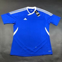 Nuovo adidas T-Shirt Donna S BLU a Righe Bianche Calcio Scollo V Tiro 11 - £18.33 GBP