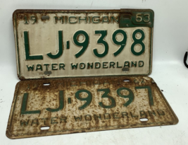 Michigan 1962 license plate  1963 tab Ford Chevy Dodge CONSECTIVE - $74.55