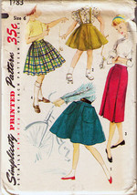 Vintage 1956 Child&#39;s SET of SKIRTS Simplicity Pattern 1783-s Size 6 - $12.00