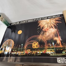Expo 86 Poster Vancouver BC Don&#39;t Miss it for the World Night Scene Photo Vtg - £26.50 GBP