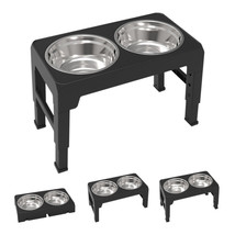 Elevated Raised Dog Pet Feeder Bowl Stainless Steel Food Water Stand Tray - £34.00 GBP