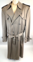 VTG London Towne/Fog Brown Men’s 38 Lined Double Breasted Long Trench Coat Khaki - £77.57 GBP