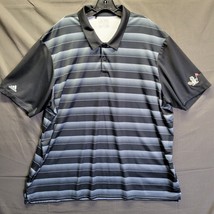 Adidas Mens 2XL Black Gray Striped Short Sleeve Golf Polo Shirt w/ Beaver Logo - £14.28 GBP