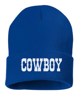 COWBOY Embroidered Cuffed Beanie Hat, Embroidered Gift, Winter Hat - £13.71 GBP