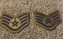 1 Pair 2 Patches 1976-1993 Usaf Air Force Rank Patch Staff Serg EAN T E-5 E5 Og Gr - £12.70 GBP