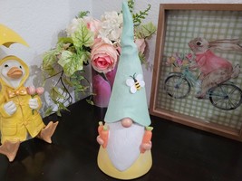 Easter Summer Gnome Yellow Butterfly Carrots Resin Tabletop Decor 12&quot; - £23.88 GBP