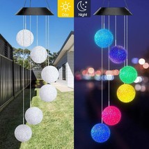 Solar Lamp Color Changing LED Sphere Wind Chimes Outdoor Home Garden Decor - £18.86 GBP