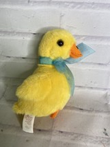 Russ Yomiko Classics Duck Ducky Yellow Plush Stuffed Animal Toy Blue Ribbon Bow - £15.46 GBP