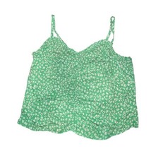 LUSH Green Floral Print Ruched Front Smocked Back Cami Tank Top Women Size 2X - $20.25