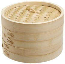 Dimsum High Tea 10&quot; Diameter Bamboo Steamer - Stackable Two Baskets With... - £25.76 GBP