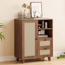 Rattan Buffet Cabinet: Sideboard with Drawers, Adjustable Shelf - $171.99