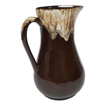 Vtg Roseville Ohio Pottery 10&quot; Pitcher Drip Glaze Brown Ceramic MCM Earth Tones - £21.78 GBP
