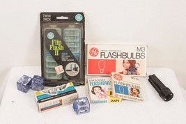 Lotto Di General Electric &amp; Sylvania Flashbulbs Blu &amp; Trasparente Vintage - £45.72 GBP