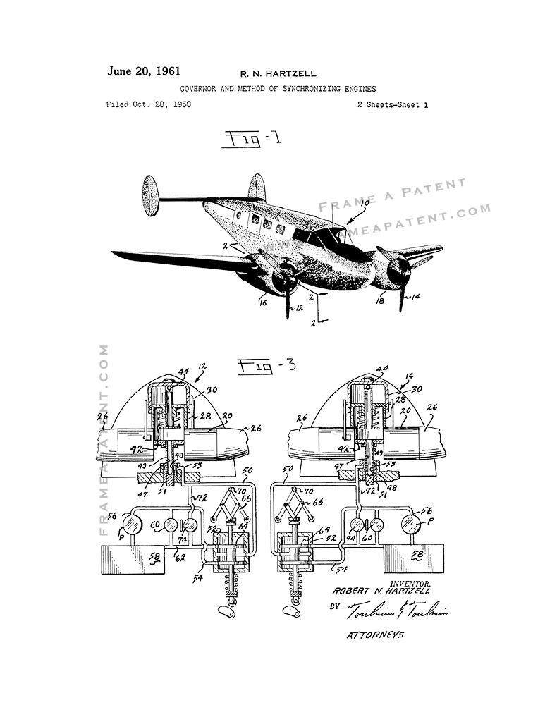 Primary image for Governor and Method Of Synchronizing Engines Patent Print - White