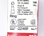 3M Scotchlok Ring Nylon Insulated MNG14-6R/SX 14-14 AWG Stud 6 Box of 100 - $44.99