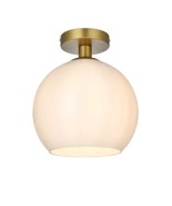 Living District Baxter 10 Inch Flush Mount Frosted White Shade in Satin ... - $362.40 MXN