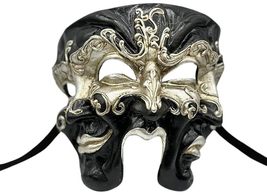 Venetian mask three face, black and silver - £75.16 GBP