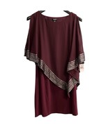 SL Fashions Dress 6 Burgundy Sheath Capelet Asymmetric Overlay Wedding C... - $42.69