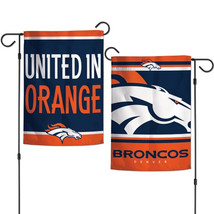 Denver Broncos Flag 12x18 Garden Style 2 Sided Slogan Design - Special Order - $808.91 MXN
