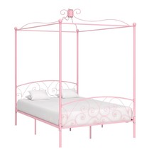 Canopy Bed Frame Pink Metal 120x200 cm - £116.36 GBP