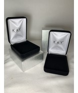2 KAY Jewelers Empty Lg  Black Velvet Jewelry Earrings Clamshell W/Slv B... - $40.36 CAD