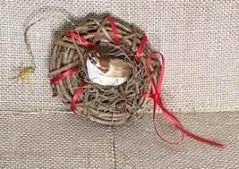 Vintage Handmade Bird In Nest Ornament Holiday Christmas Festive Rustic Farmcore - £5.91 GBP