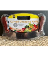 Pizza Cutter Vegetables Herbs Wooden Handles Curved Chopping Knife 10&#39; - $196.28 MXN