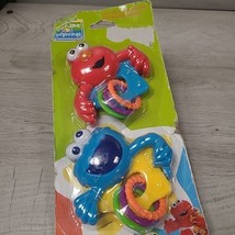 Sesame Street Rattle Rings Teether Elmo Cookie Monster Baby Gift Shower NEW - £5.89 GBP