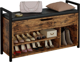 IRONCK Shoe Storage Bench, Entryway Bench with Lift Top Storage Box, Metal and B - £108.36 GBP