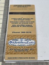 Matchbook Cover  Old Heidelberg Castle  Luncheon &amp; Dinner Sarasota, FL  gmg - $184.87 MXN