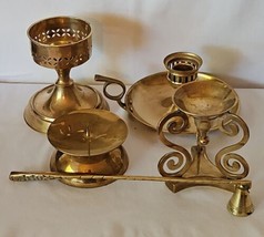 Mixed Lot of 5 Vtg Brass Candlestick Candle Holders Wedding Party Decor Patina - £38.70 GBP