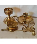 Mixed Lot of 5 Vtg Brass Candlestick Candle Holders Wedding Party Decor ... - £38.54 GBP