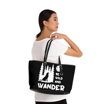 Wolf Lovers Vegan Leather Shoulder Bag w/ Bold Black &amp; White Design - £46.18 GBP