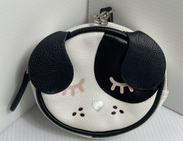Dog Puppy Black White Betsey Johnson Change Purse Bag Floral Interior Pink - £14.70 GBP