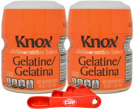 Knox Gelatin Unflavored Clear, Bulk 16 Ounce (Pack of 2) with Measuring Spoons - £42.16 GBP