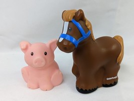 Fisher Price Little People Pink Pig 2014 Brown Horse 2015 Farm Animal Lot - £7.36 GBP