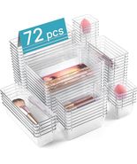 72 Pcs Clear Plastic Drawer Organizers Set, 4-Size Versatile, Office Desk - $61.99