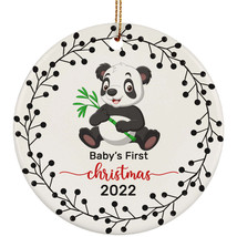 Cute Panda Baby Bear First Christmas Ornament Tree Decor Wreath 2022 Xmas Gift - £11.82 GBP