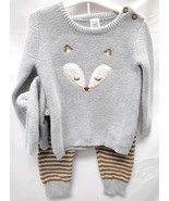 NWOT 3 Piece Carter&#39;s Baby 6 Month Fox Knitted Set Gray/Brown - $16.99