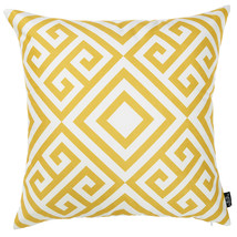 Yellow And White Printed Decorative Throw Pillow Cover - £28.16 GBP