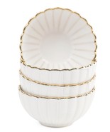 4 Cereal Bowls BELLA LUX Glazed Scallop Bowls With Gold Rim New - $65.82 CAD