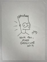 Matt Groening Signed Autographed 6x8 Original &quot;The Simpsons&quot; Bart Artwork - $349.99