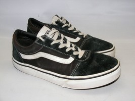 Vans Youth Kids Size 4.5 Black White Suede Canvas Lace Up Athletic Shoes - $20.53