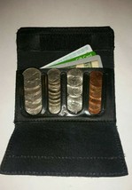 New Leather coin sorter wallet black change purse small compact EDC Organizer - £80.12 GBP