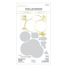 Spellbinders Glimmer Hot Foil Plate &amp; Die Set-Party Balloons Bouquet GLP397 - £21.83 GBP