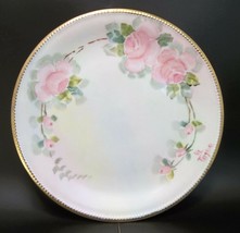 Vohenstrauss Seltman Hand Painted Pink Roses Cabinet Plate Signed Porcelain - £17.11 GBP