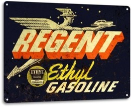 Regent Gas Gasoline Vintage Garage Motor Retro Rustic Wall Decor Metal Tin Sign - £9.41 GBP