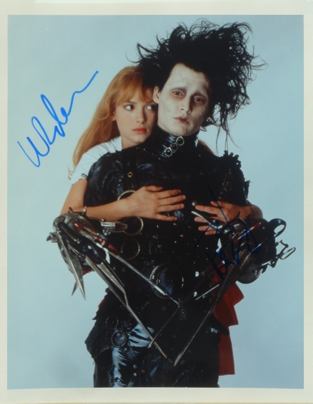 Primary image for EDWARD SCISSORHANDS CAST SIGNED PHOTO X2 - JOHNNY DEPP & WINONA RYDER w/COA