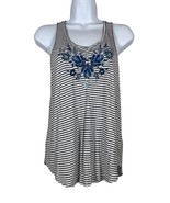 American Eagle Soft &  Sexy Womens Tank Top Size Small Stripes Floral Embroidery - $8.99